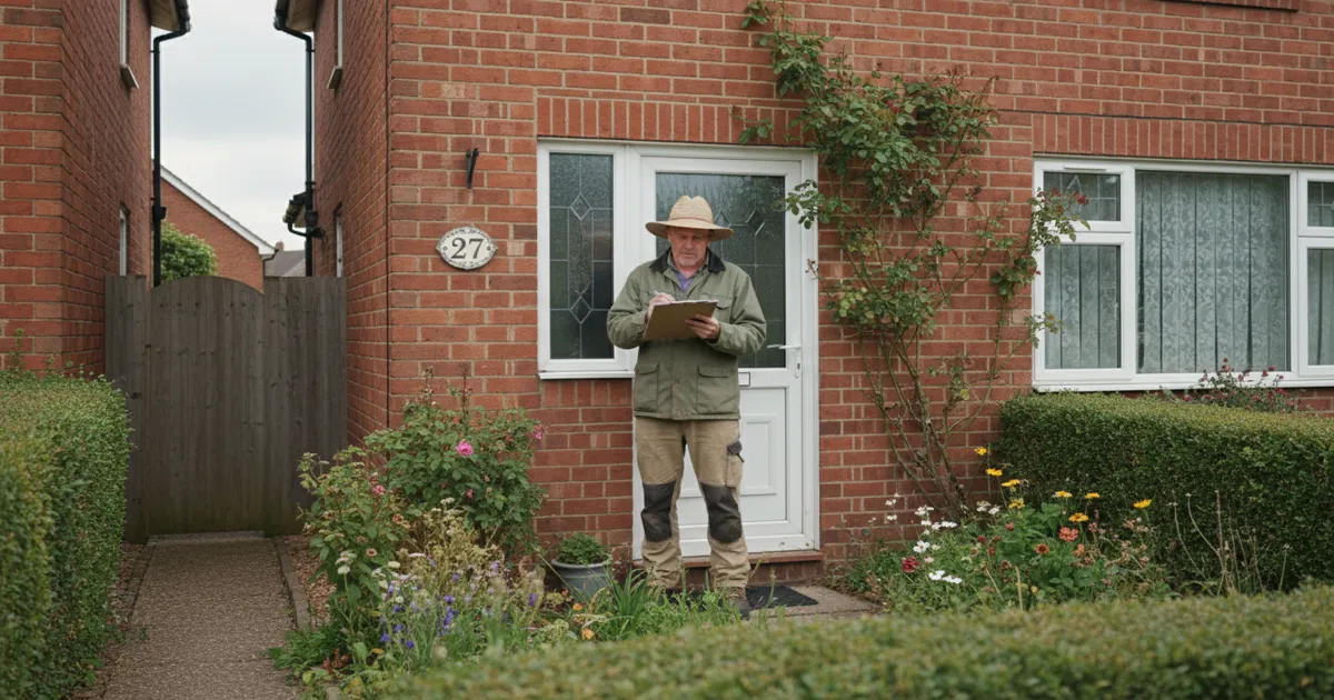 A British gardener laying new turf in a back garden that has been levelled and prepared