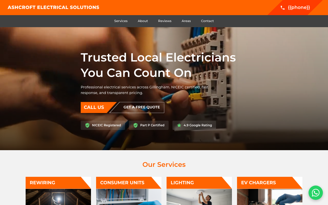 Electrician website example