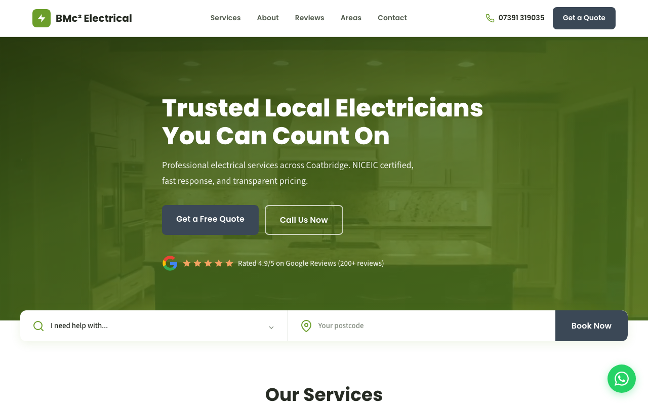 Electrician website example