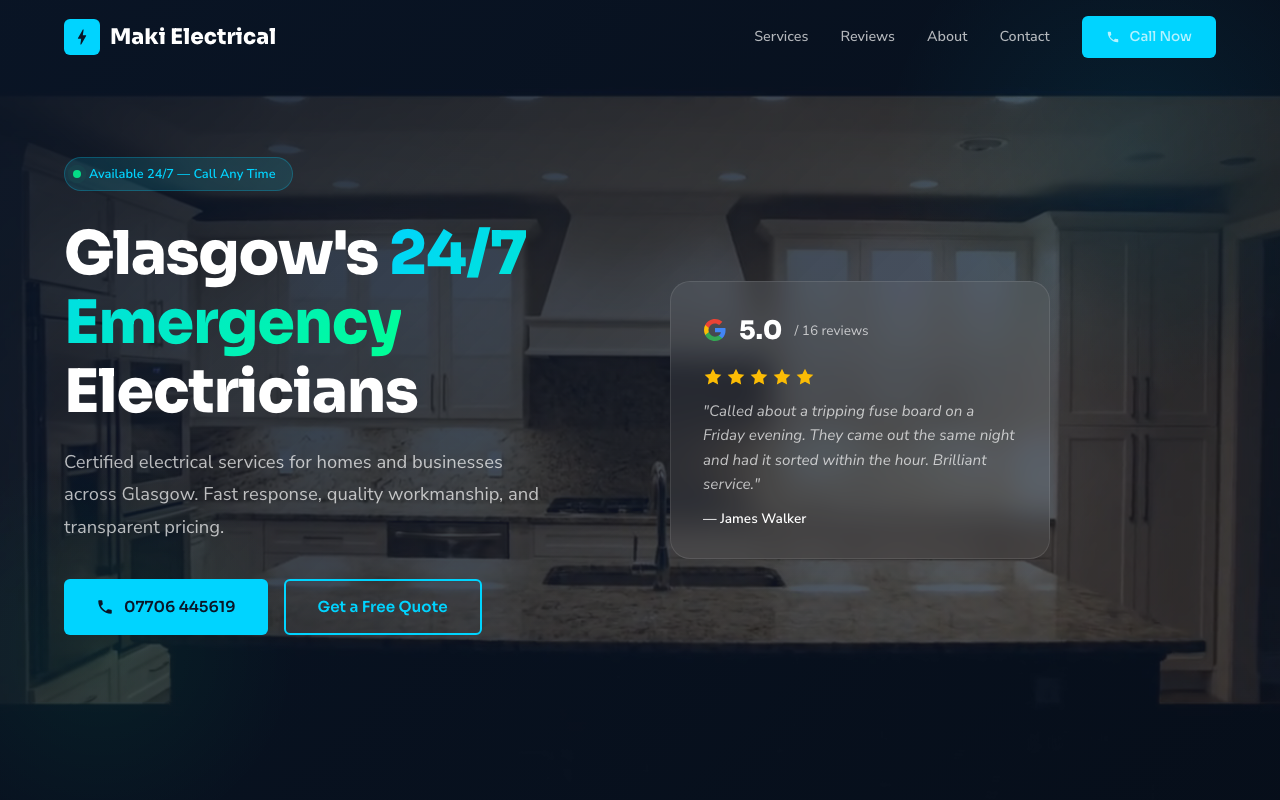 Electrician website example