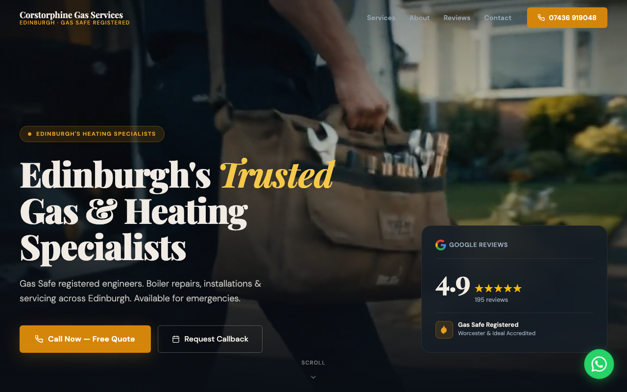 Heating Engineer website example
