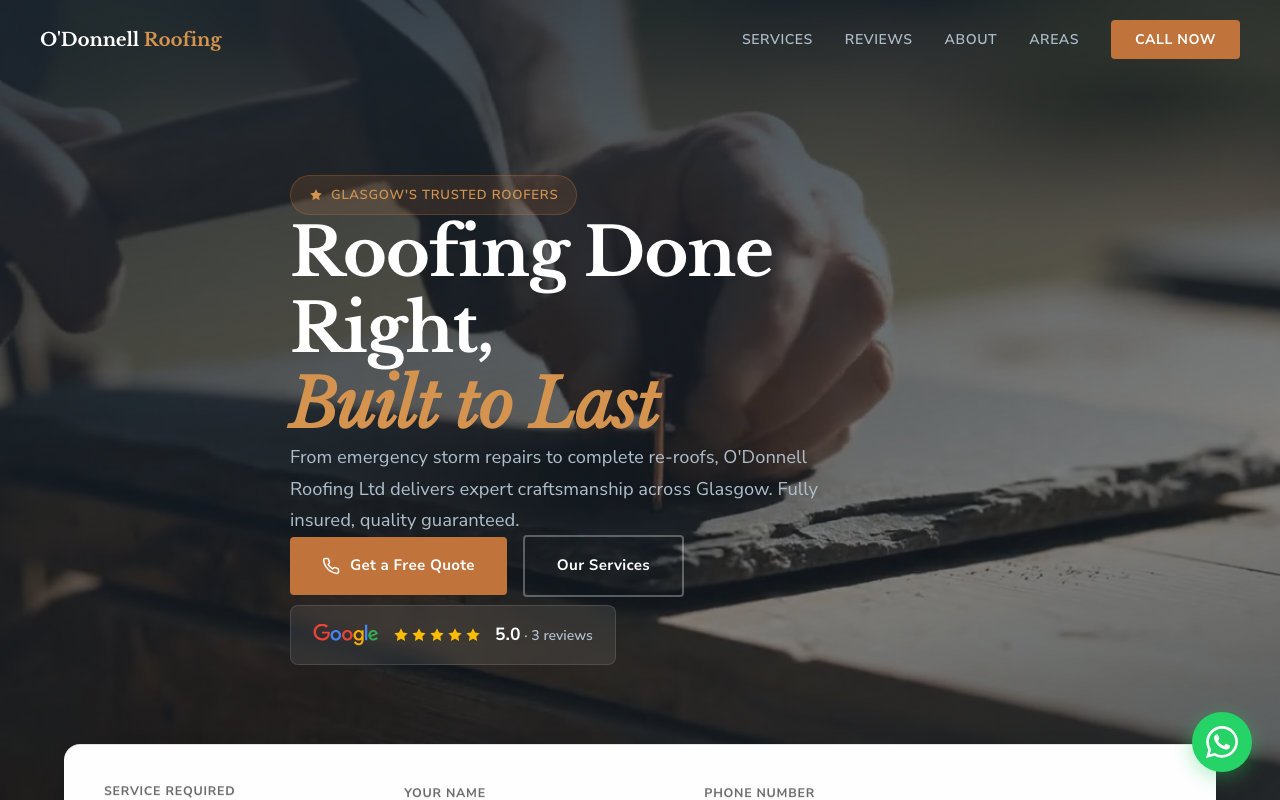 Roofer website example