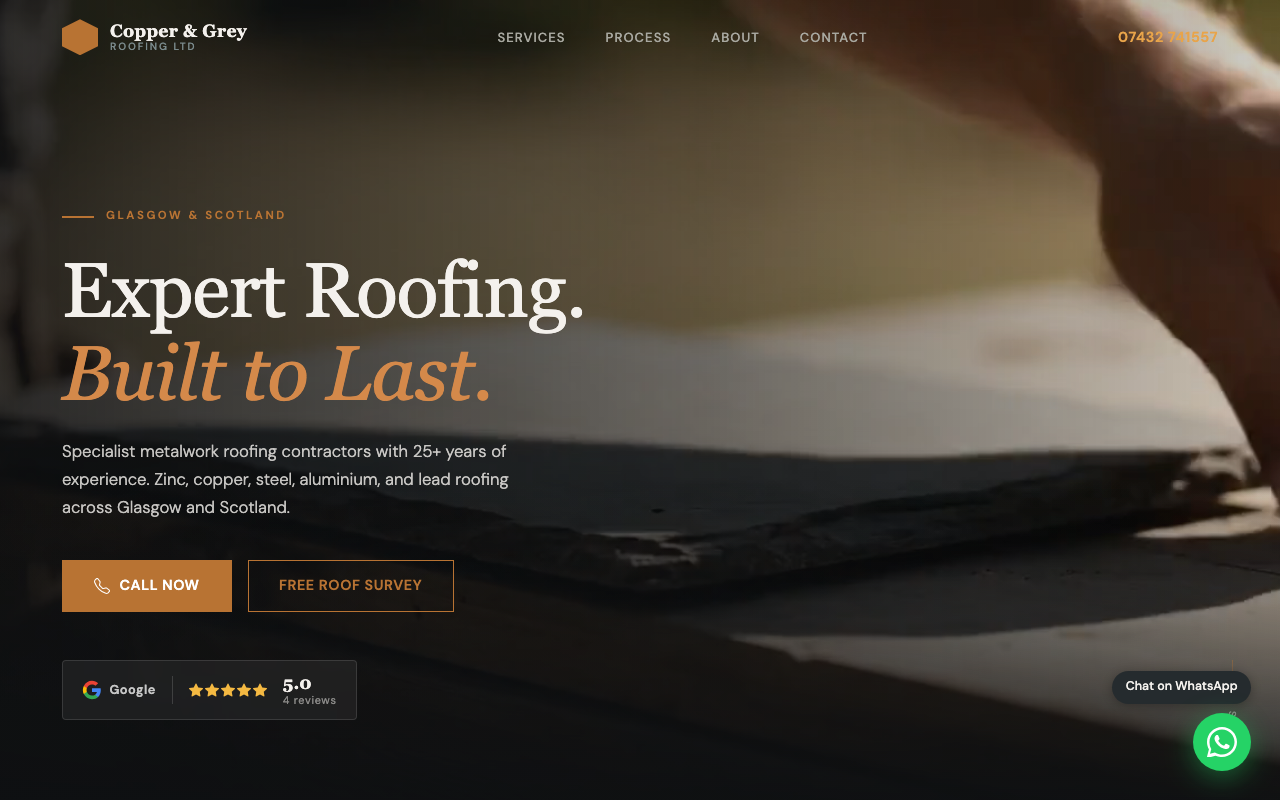Roofer website example